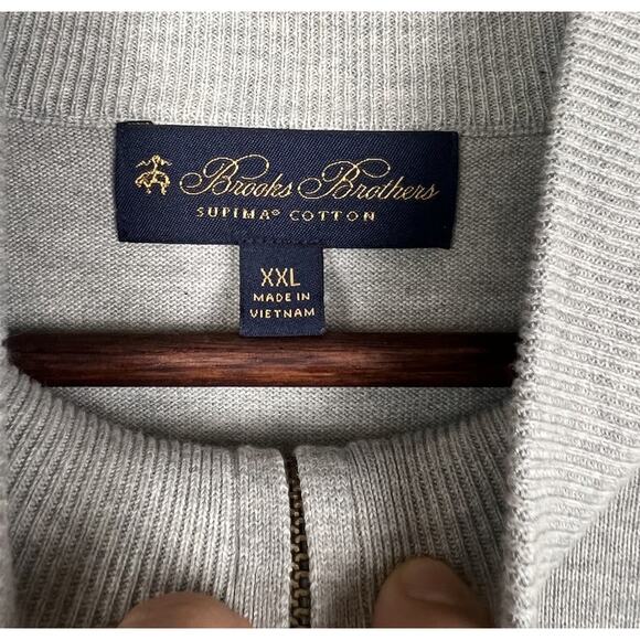 Brooks Brothers XXL Supima Cotton Full Zip Mock Neck Sweater Gray Men’s00 - Picture 3 of 9